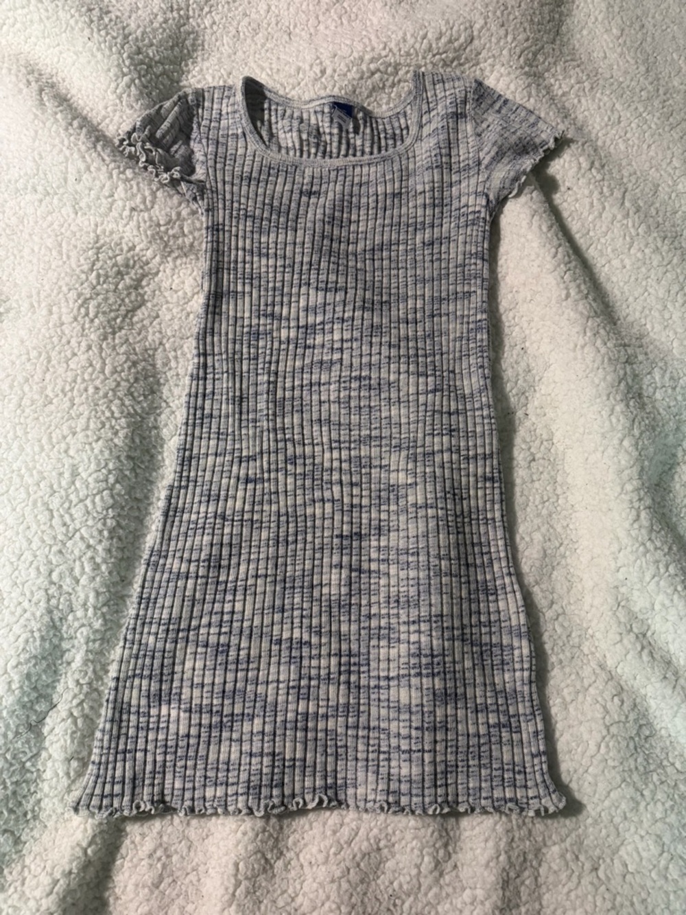 Old Navy Heathered Blue and Light Gray Ribbed Knit Tee